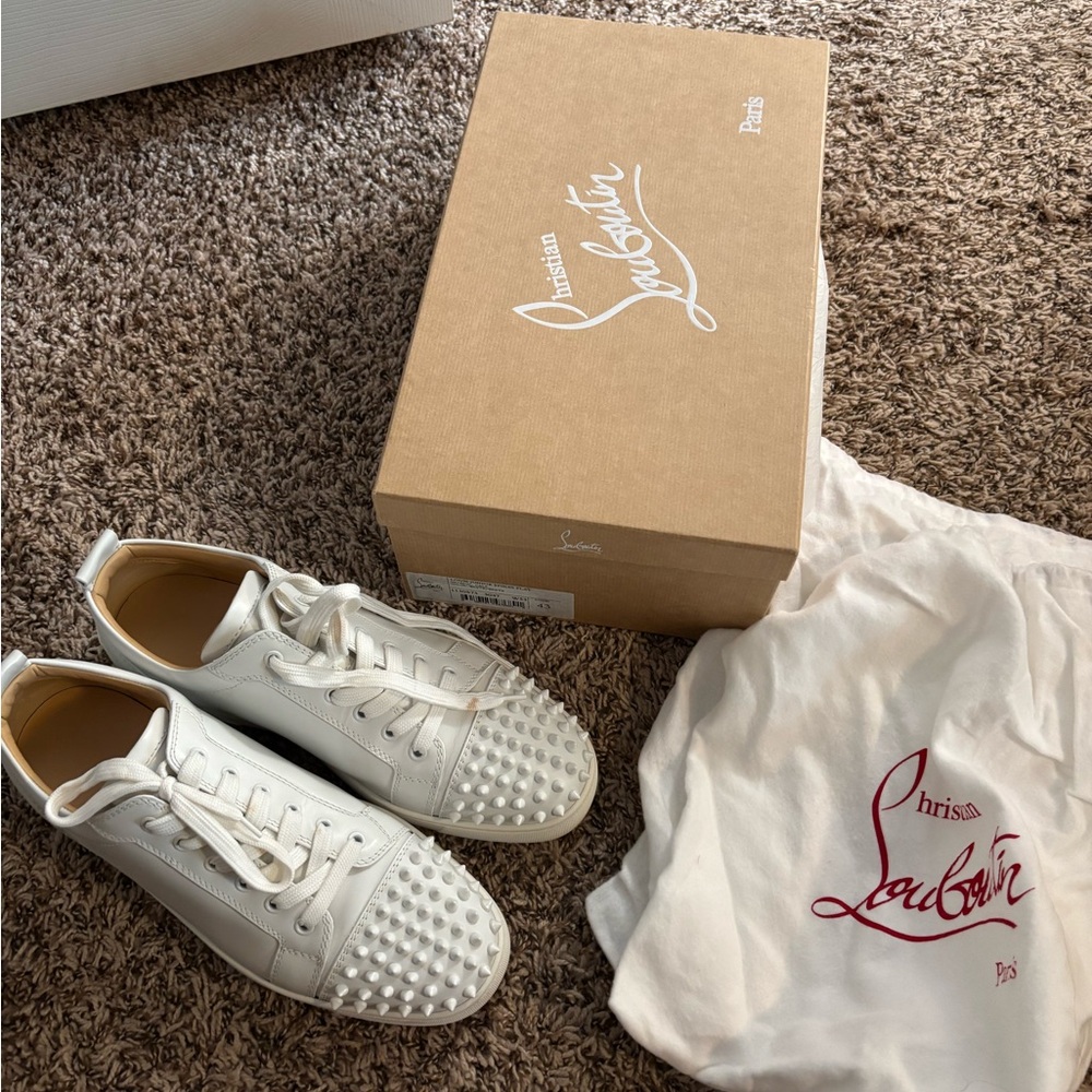 Christian Louboutin White Spiked Sneakers